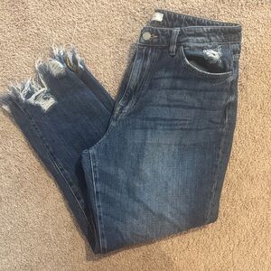 KanCan Dark Blue Distressed Ankle Crop Jeans